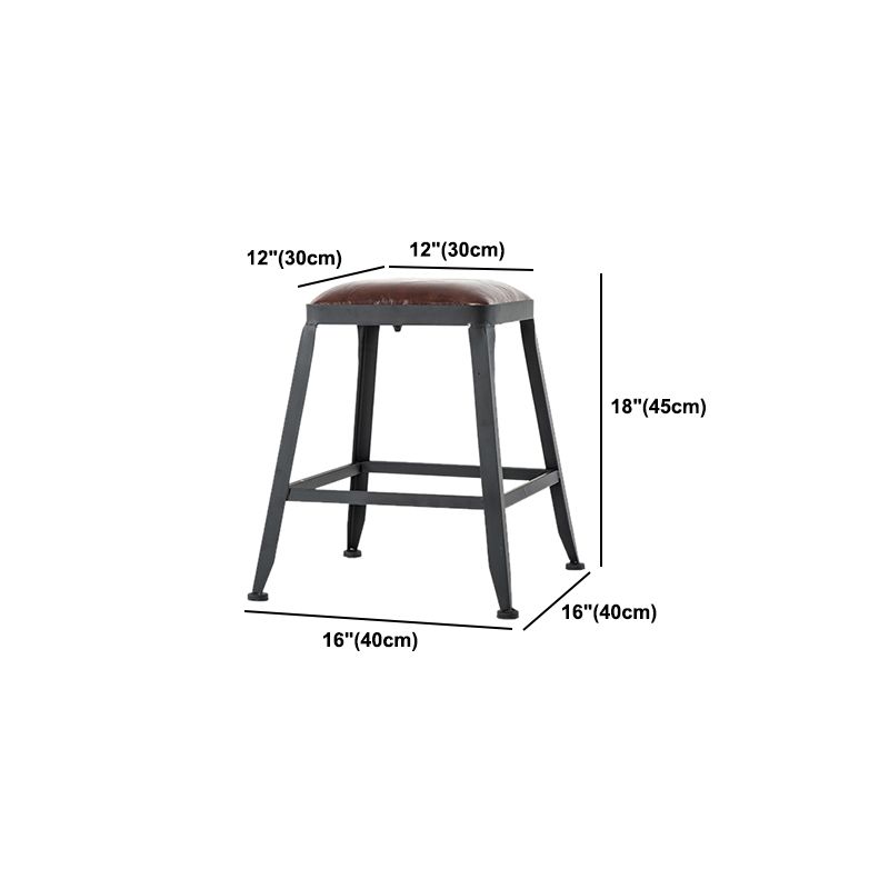 Industrial Coffee Shop Footrest Barstool Black Upholstered Counter Stool