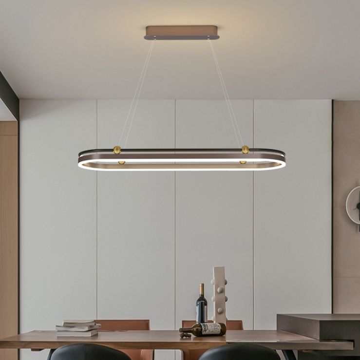 1 lumière ovale île Light moderne lustre moderne Metal Island Plafond Light