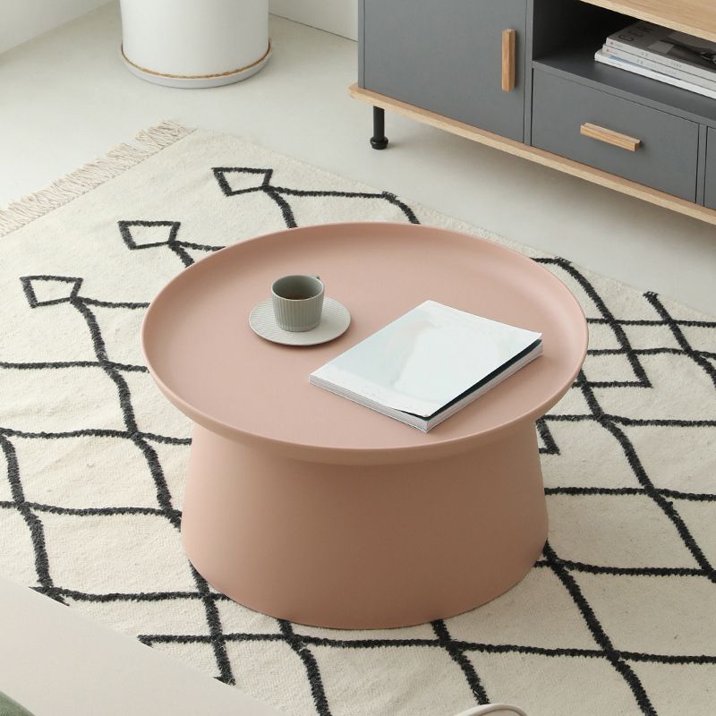 Round Pedestal 1 Coffee Table in Macaroon, Modern Plastic Table