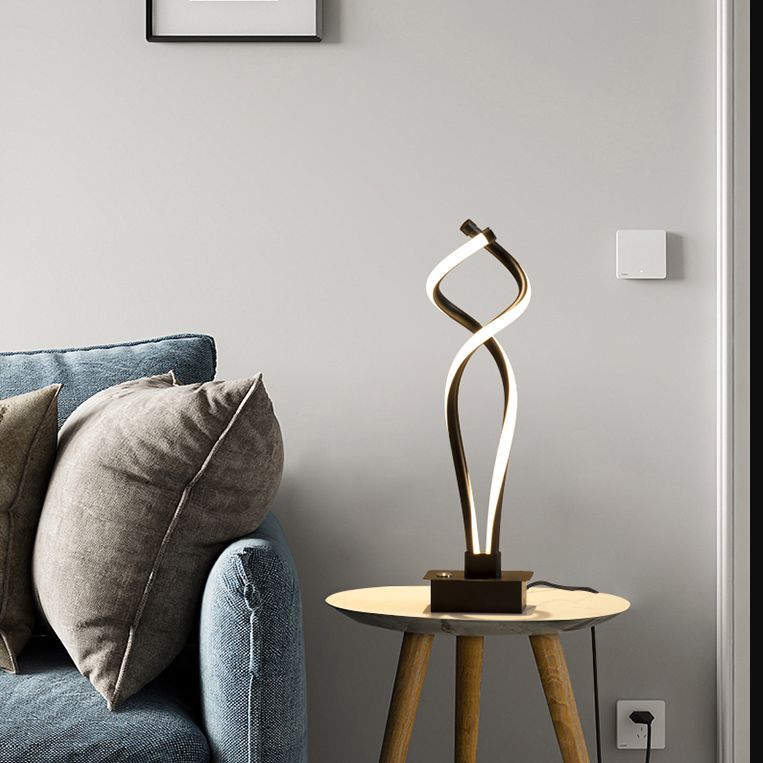 Spiral Acrylic Nightstand Light Art Deco Minimalist LED Table Lamp for Bedroom