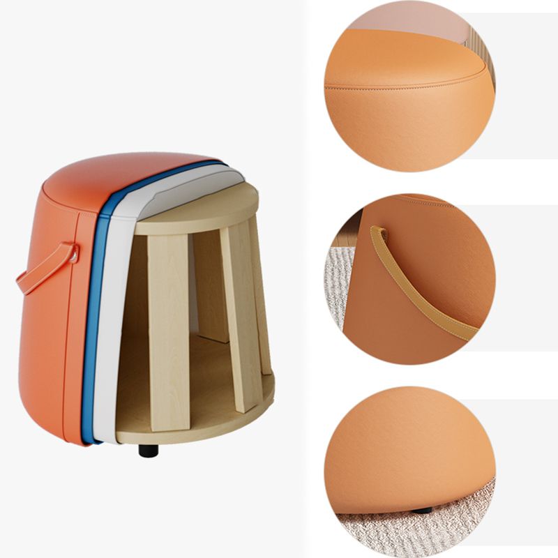 Portable Pouf Pure Color Cylinder Shape Modern Fabric Stain Resistant Pouf Ottoman