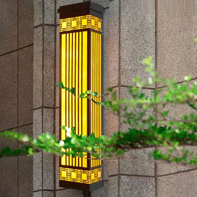 Contemporary Wall Sconce Rectangular Outdoor Wall Light Fixture for Courtyard