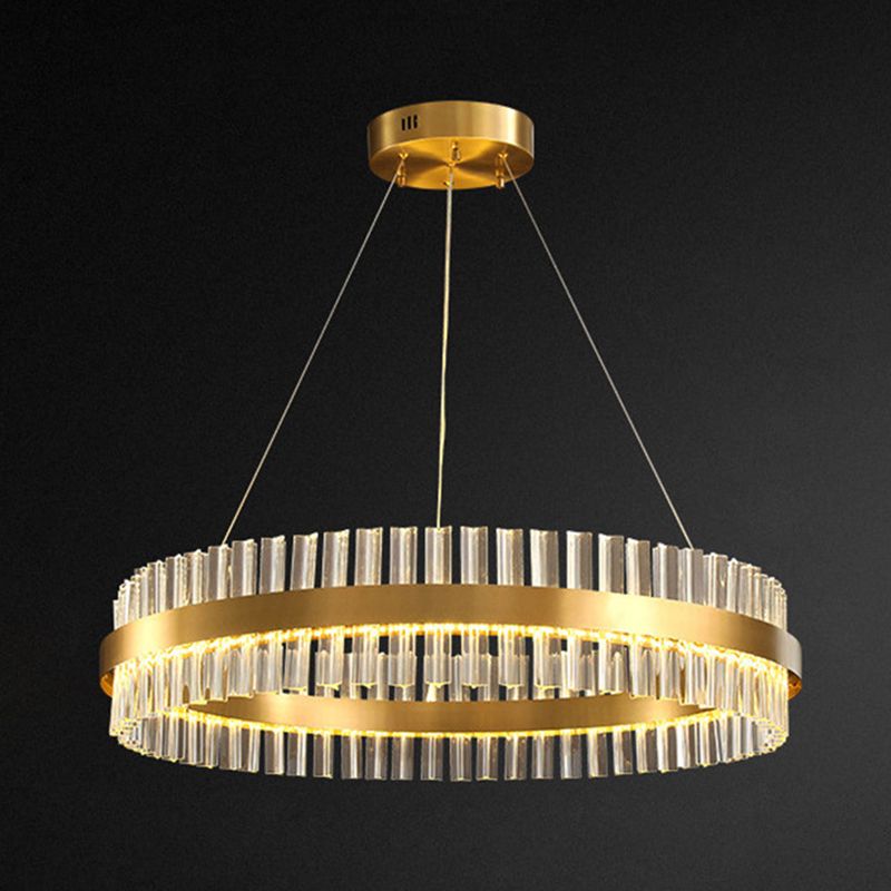 Contemporary Circular LED Chandelier Pendant Light Crystal Ceiling Pendant Light