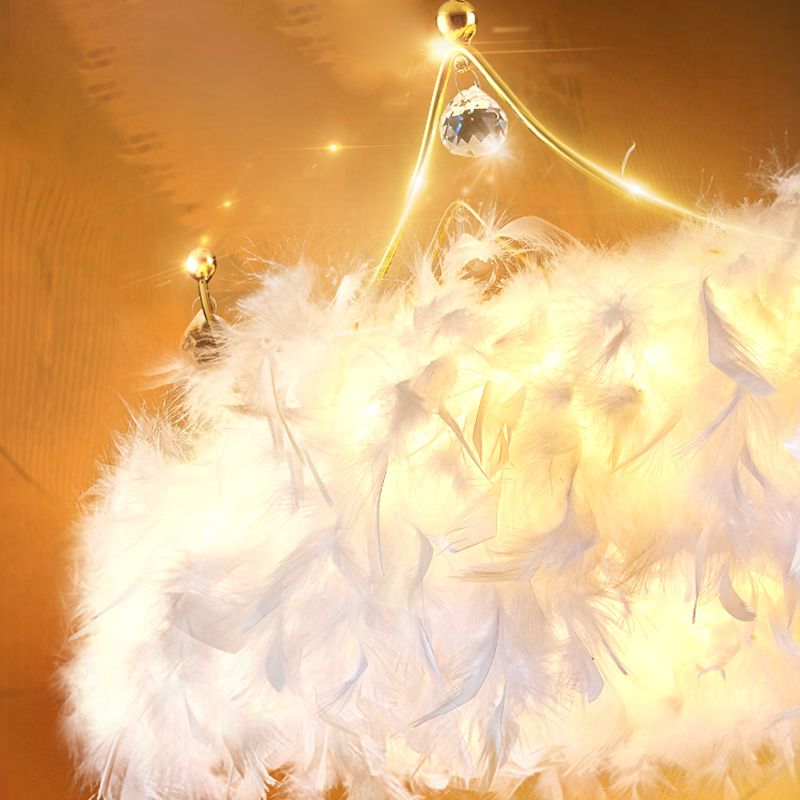 Lampade per lampadari a corona Lampada lampada bianca moderna a testa multipla con tonalità di piuma