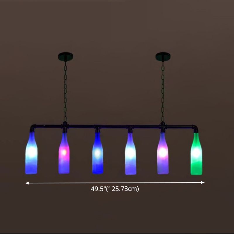 Multi-Color Island Pendant Light Industrial Iron Pipe Wine Bottle Island Lamps