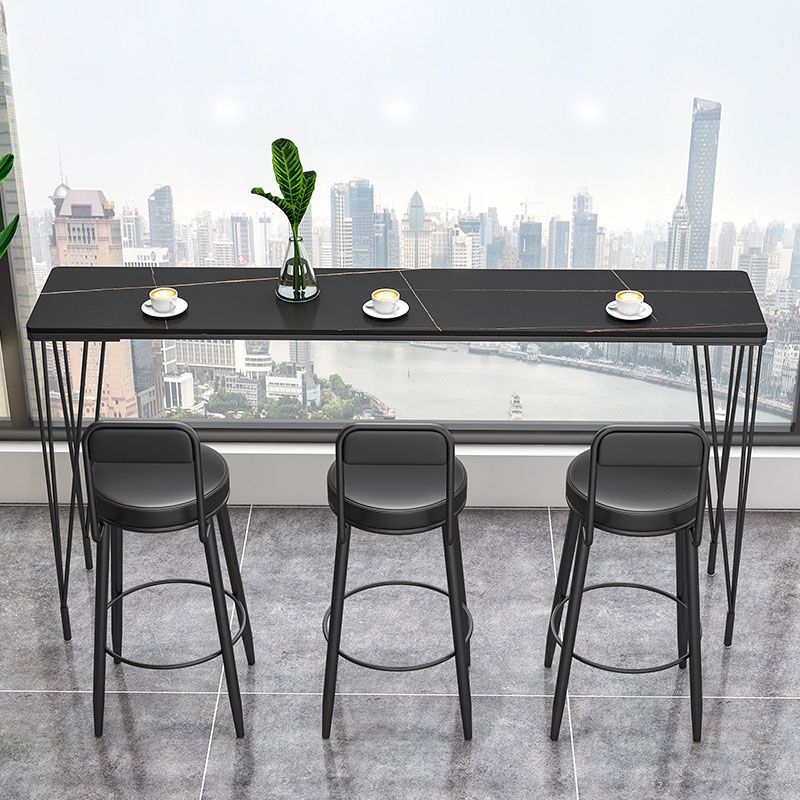 Mesa de barra de hierro negro industrial Mesa de mármol sintético Top 41.3 "H Mesa Bistro