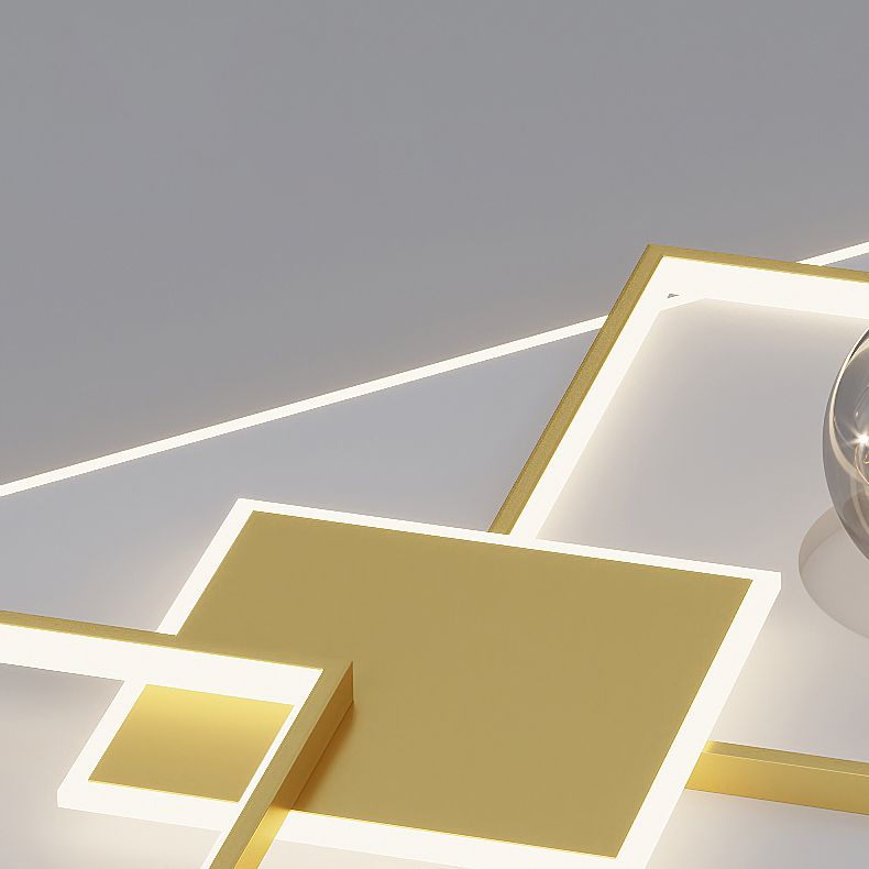 Modern Luxury Style Geometric Flush Mount Ceiling Chandelier Metal Flush Mount Light Fixtures for Living Room