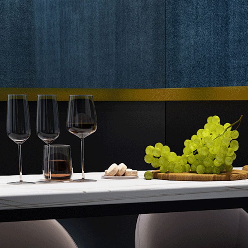 Modern Stone Bar Table Metal Base Dining Table with Storage Shelves