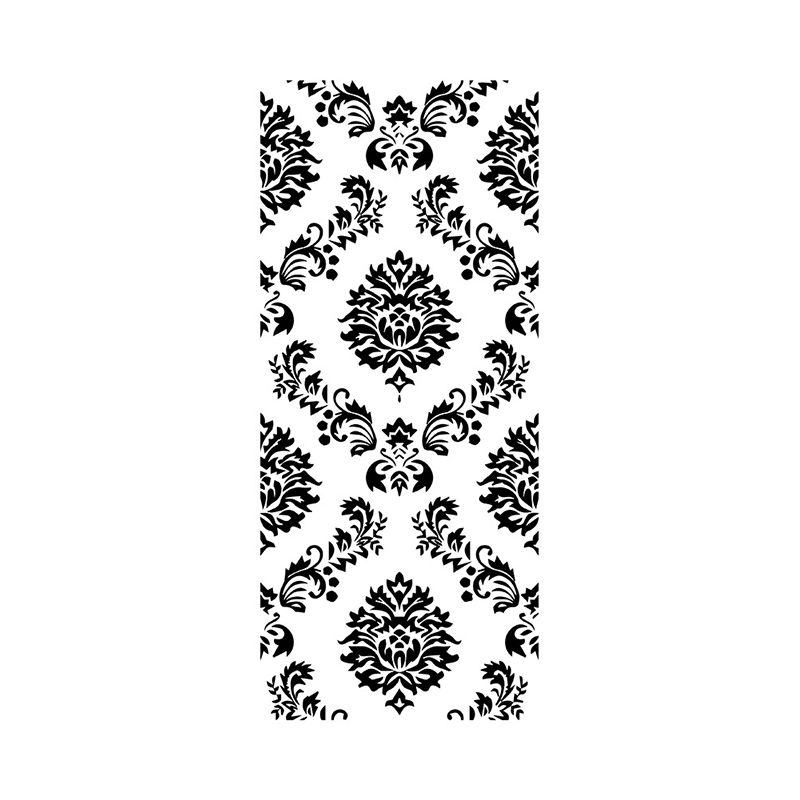 Retro Style Damask Wallpaper Panel Set Grey Flower Print Wall Decor, Peel and Paste