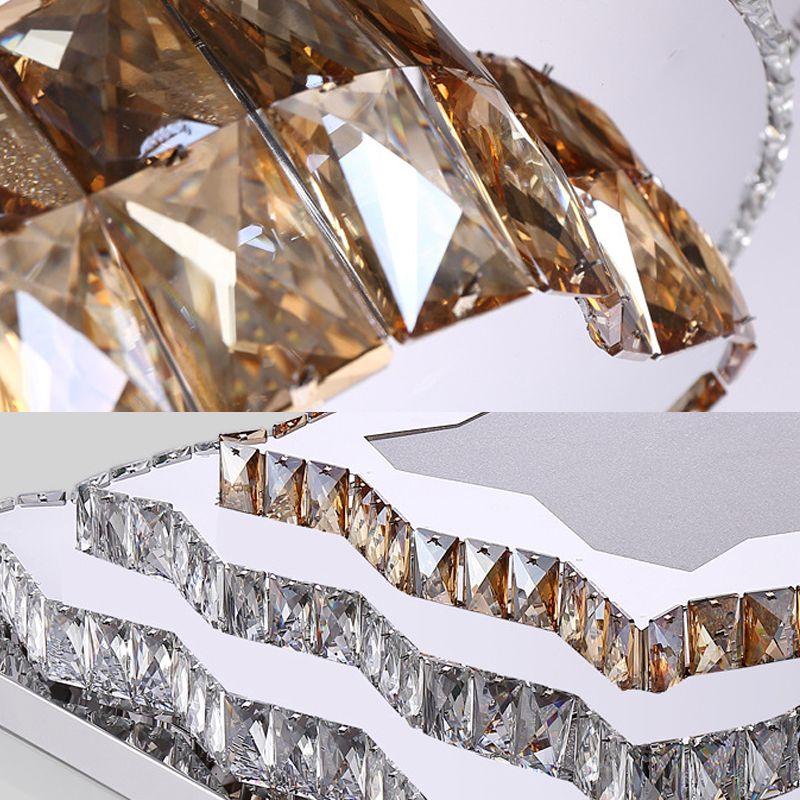 Iluminación empotrada LED Montaje empotrado de techo de cristal moderno en coñac para sala de estar