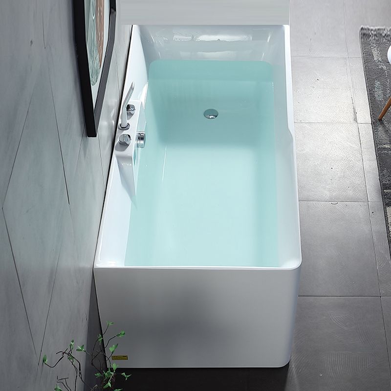 Modern Style Acrylic Bathtub Rectangle Back to Wall Bathroom Bathtub in White
