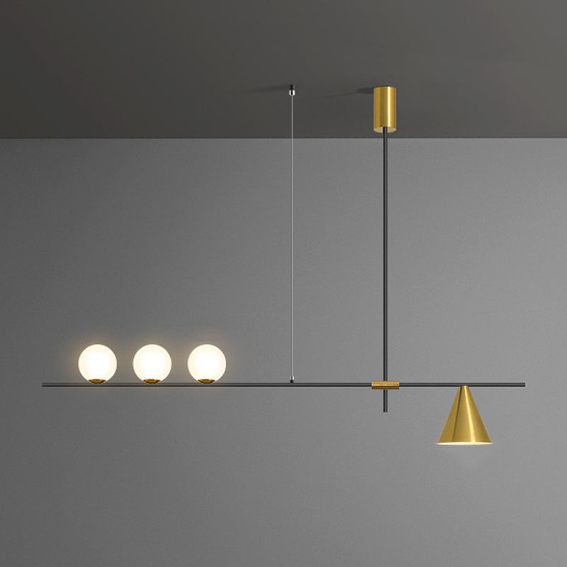Contemporary Island Light White Glass Shade Hanging Light for Dining Room