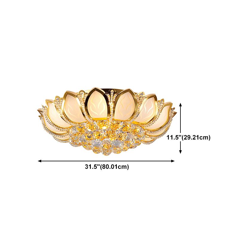 Crystal Gold Ceiling Light Fixture Floral Minimalist Ceiling Flush Mount