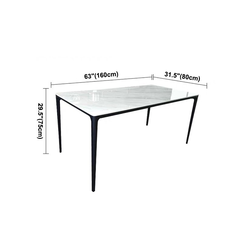 Sintered Stone White Esstisch Industrial 4 -Bein Tisch für Esszimmer