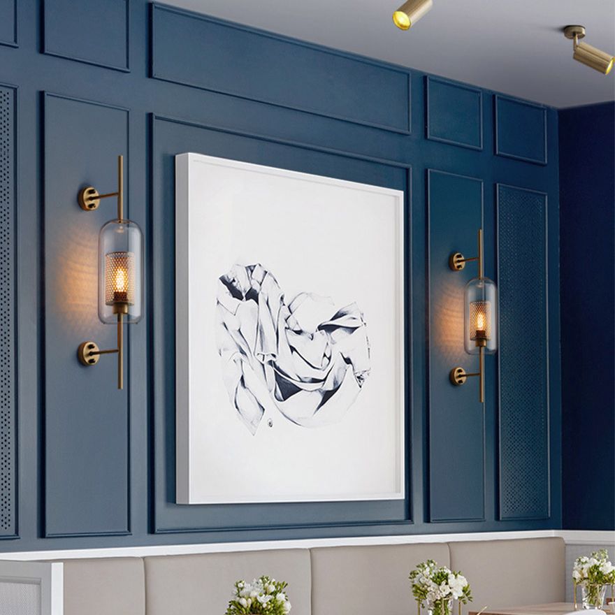 1 Licht industrielle klare Glaswandleuchte Goldwandlampe für Schlafzimmer