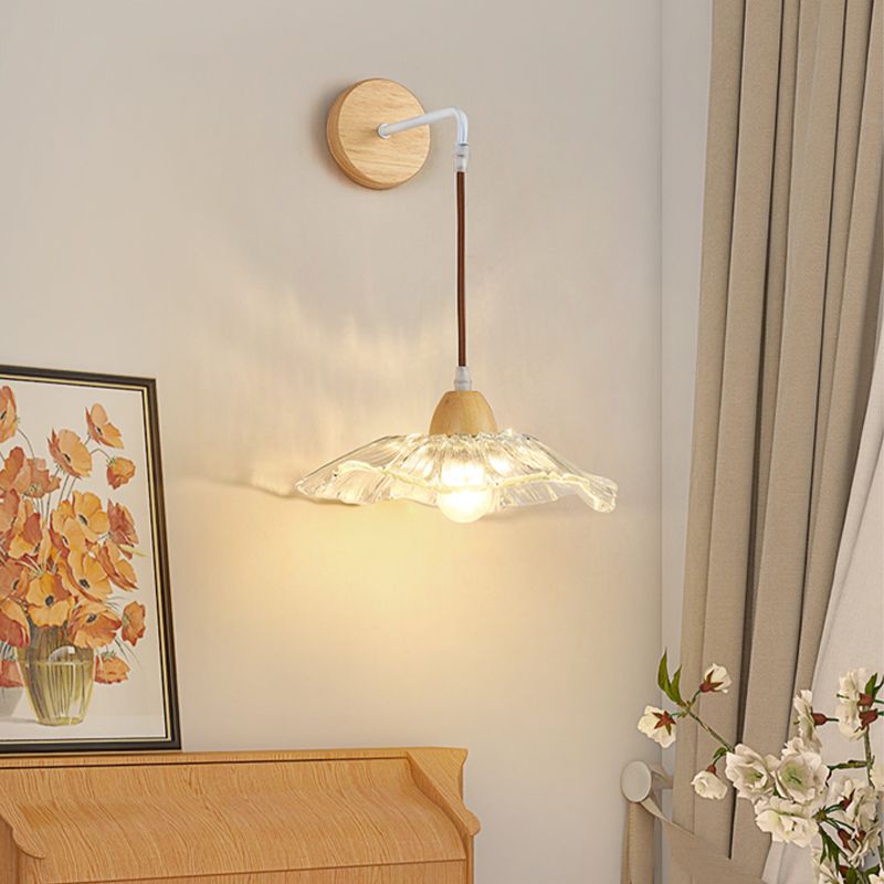 Japanese Style Wall Light Geometry Shape Wall Lamp with Glass Shade for Living Room