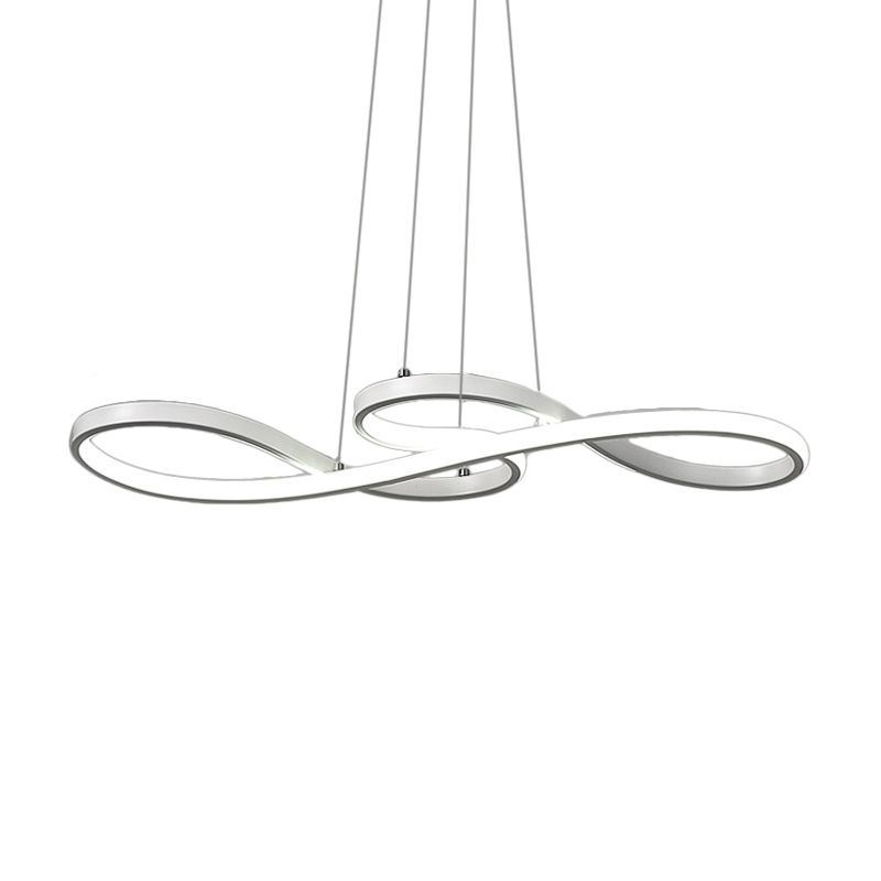 Modernism LED Ceiling Pendant with Acrylic Shade Black/White/Gold Twisted Hanging Lamp in Warm/White/Natural Light, 29.5"/39" Wide