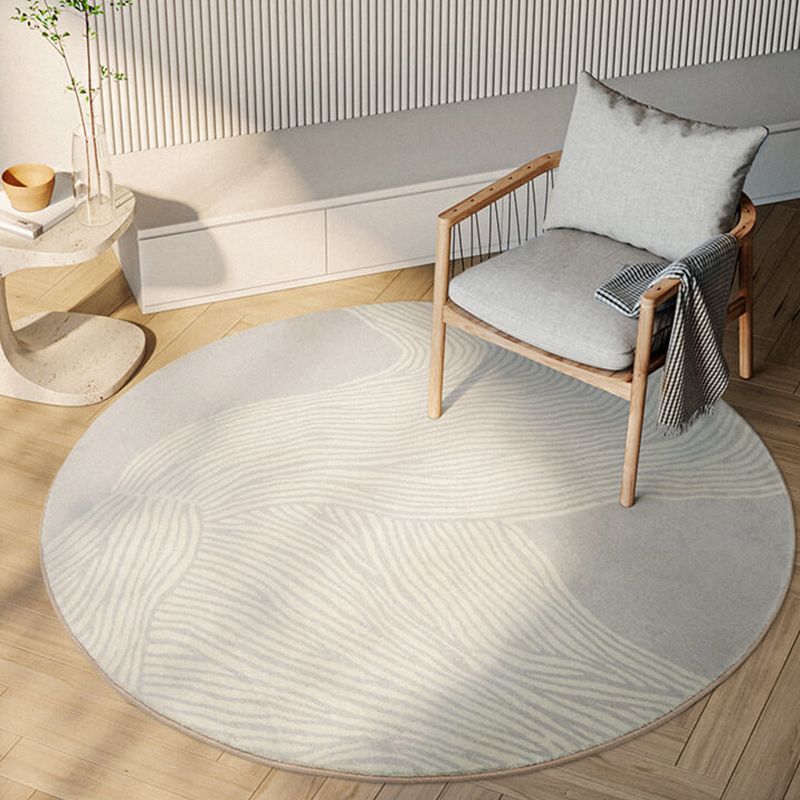 Modern Stripe Pattern Rug Grey Polyester Area Rug Non-Slip Backing Area Carpet for Home Decor