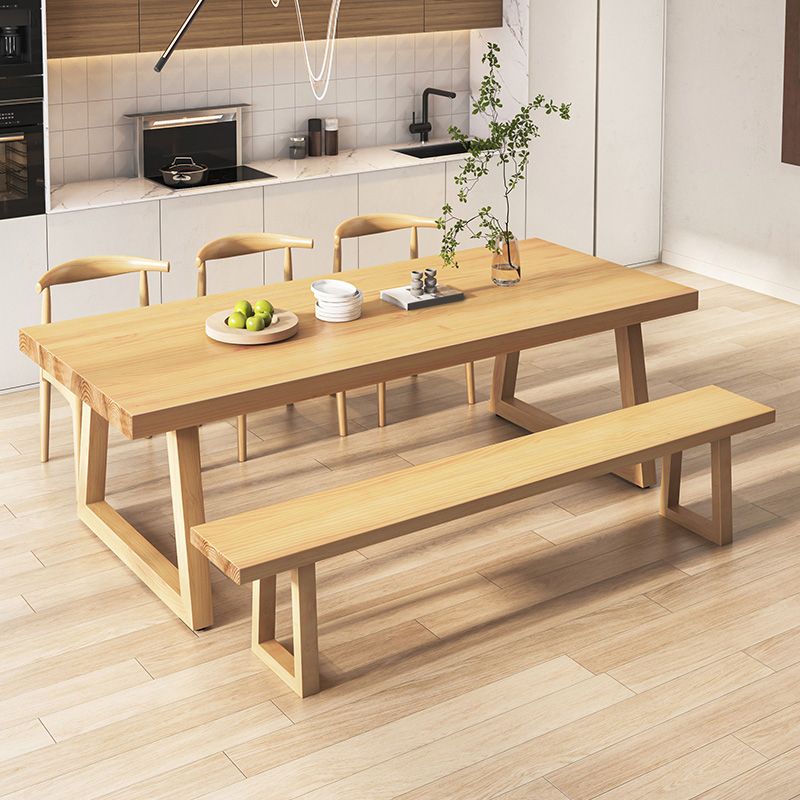 Modern Dining Set 1/2/4/5/7 Pieces Rectangle Pine Wood Dining Table for Dining Room