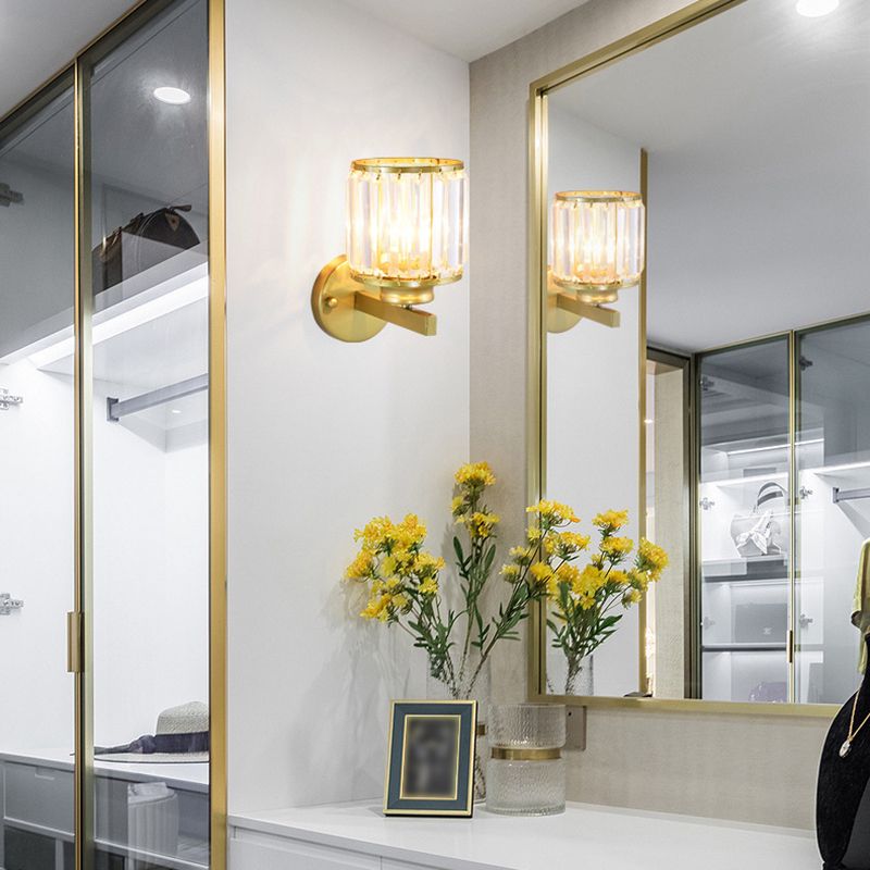 Crystal Half Cylinder Shape Wall Lights Modern Style 1-Light Wall Light Sconce