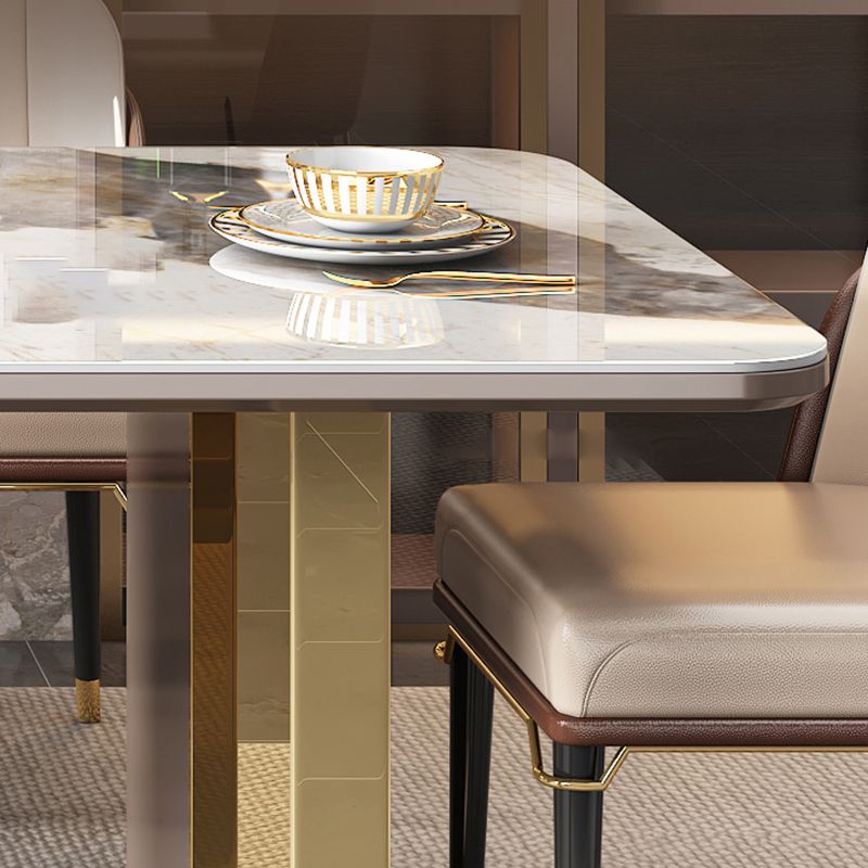 Glam Rectangle 1/4/5/6/7/9 Pieces Dining Table Set Indoor Gold Dinette Set