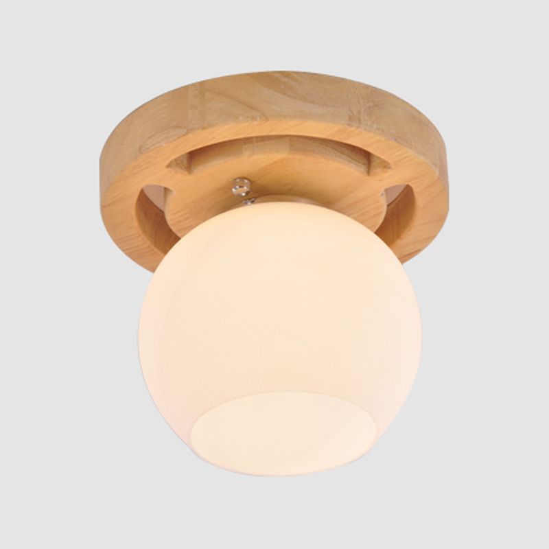 Plafonnier à abat-jour en verre, luminaire de plafond pour allée en bois de Style nordique