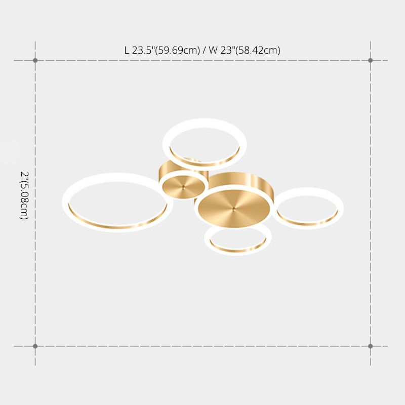 Gepolijste gouden ring inbouw minimalistische acryl LED-plafondlamp voor woonkamer
