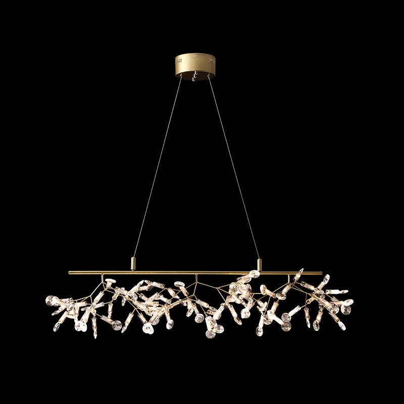 Contemporary Firefly Linear Island Lighting Fixtures Gold Crystal Hanging Pendant Lights