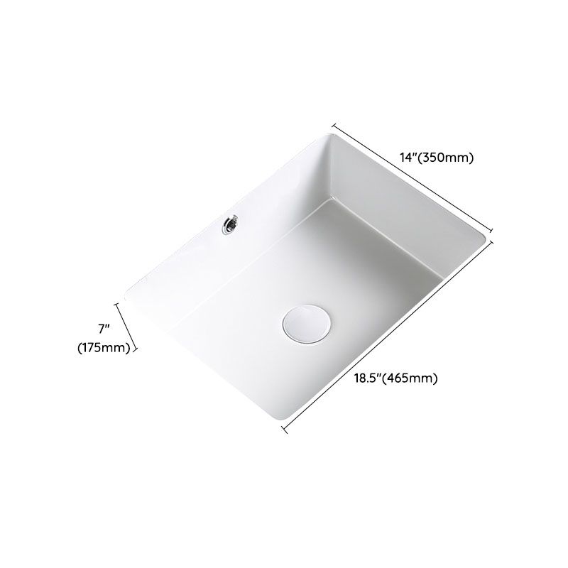 Modern Undermount Bathroom Sink Porcelain with Pop-Up Drain Basin Sink