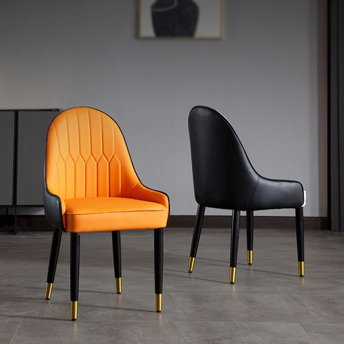 Faux Leather Armless Dining Chairs Glam Dining Side Chair for Home
