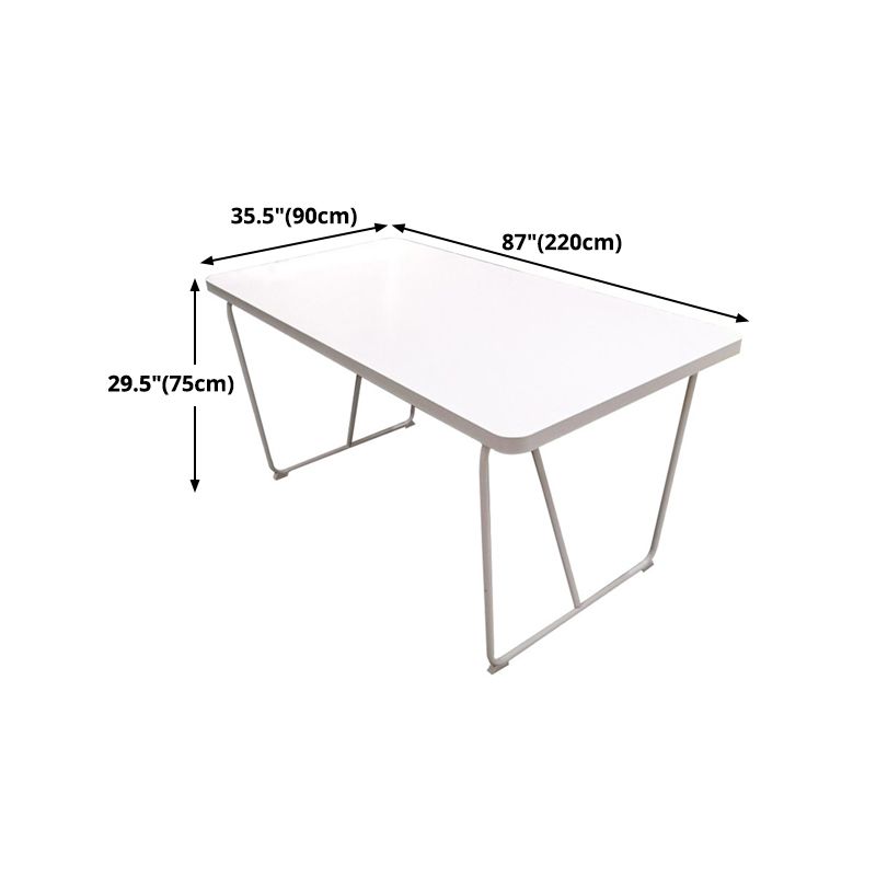 Rectangle Shape Luxury Dining Table White Sled Base Table with Solid Wood