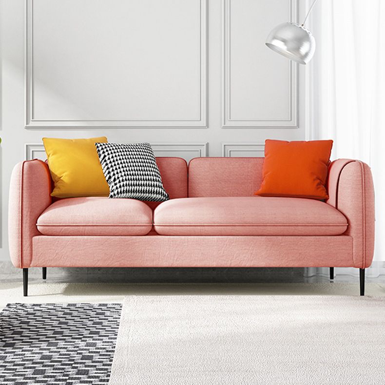 Modern 29.92" H Linen Square Arm Sofa with Pillows and Storage