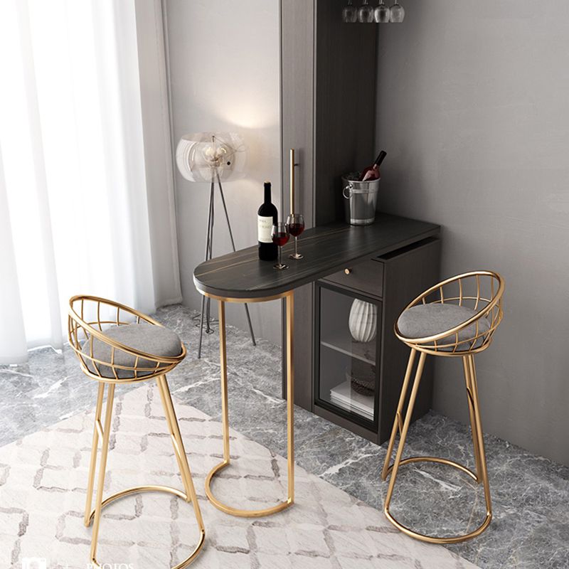 Glam Wood Counter Table 2/3 Pieces Bar Table Set with Wine Racks for Living Room