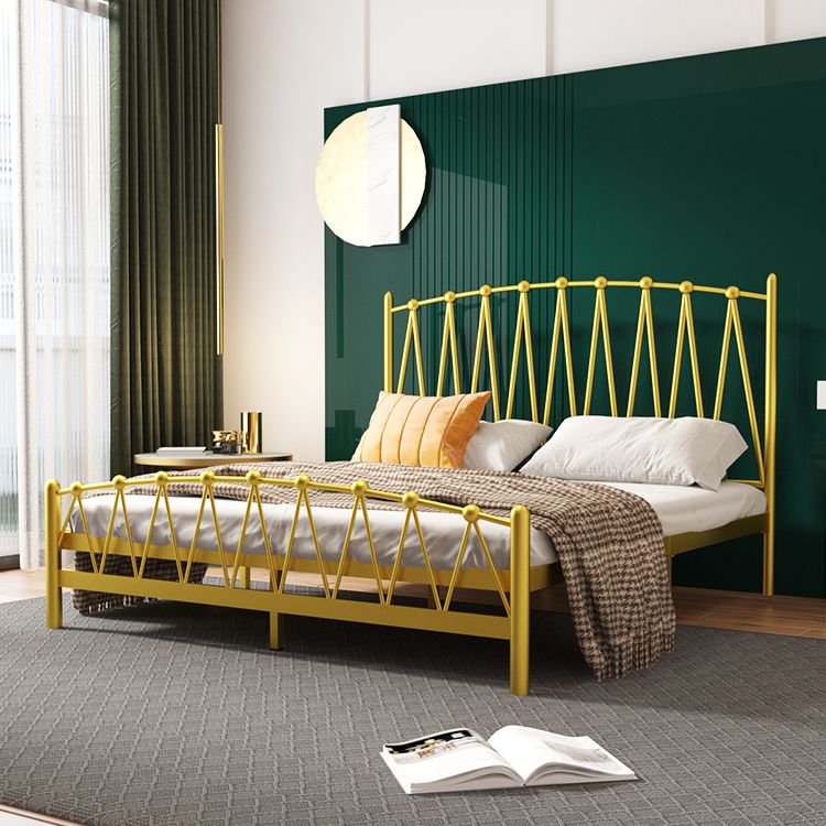Scandinavian Iron Bed with Open-Frame Headboard and Footboard
