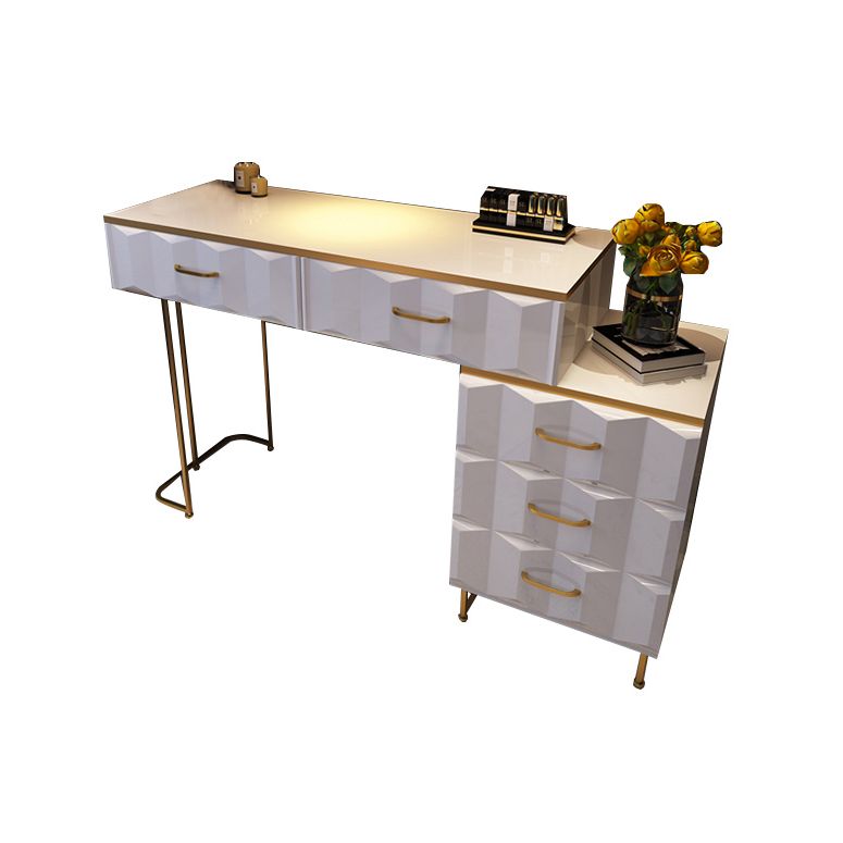 Contemporary Gold Lighted Mirror Bedroom With Drawer Wooden Make-up Vanity