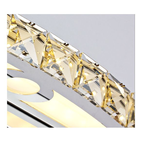 Modern Crystal Vanity Light Fixture Arc Shape K9 Crystal Bathroom Vanity Sconce