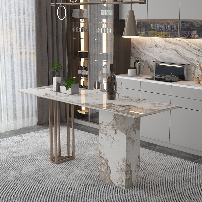 Double Pedestal Kitchen Counter Height Table Contemporary Rectangle Pub Table