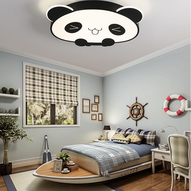 LED Bedroom Ceiling Mount Light Fixture Kids Style Flush Mounted Ceiling Light with Panda Acrylic Shade