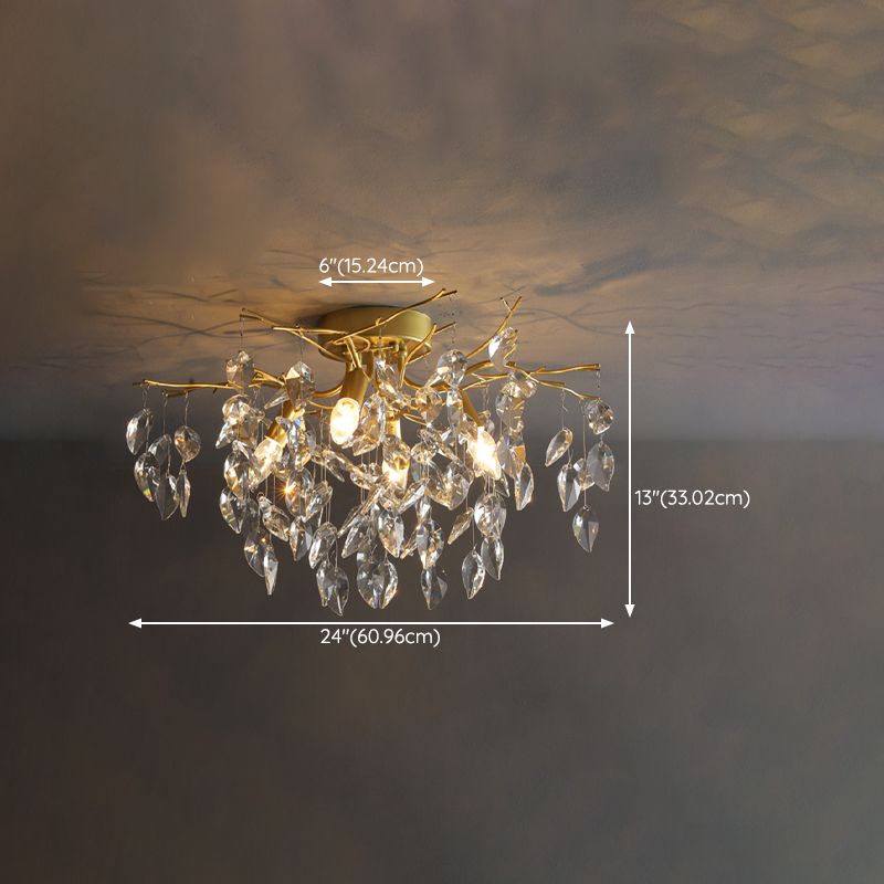 Modern Simple Crystal Ceiling Light Geometry Shape Ceiling Lamp for Bedroom
