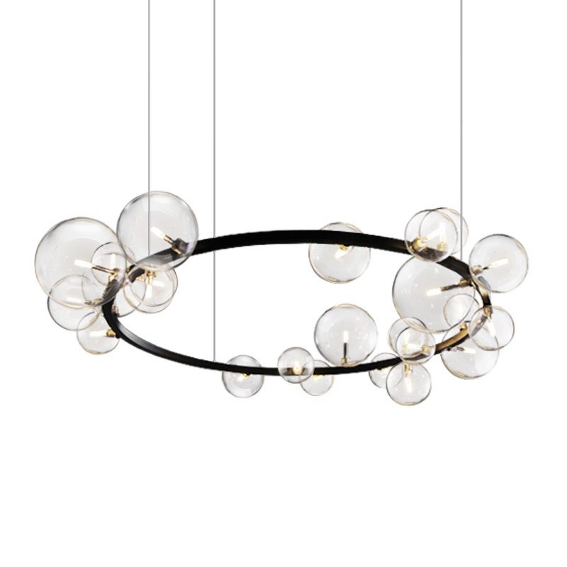 ORB Clear Clear Glasselier Light Light Minimalist Black Spendant Lighting Freet per sala da pranzo