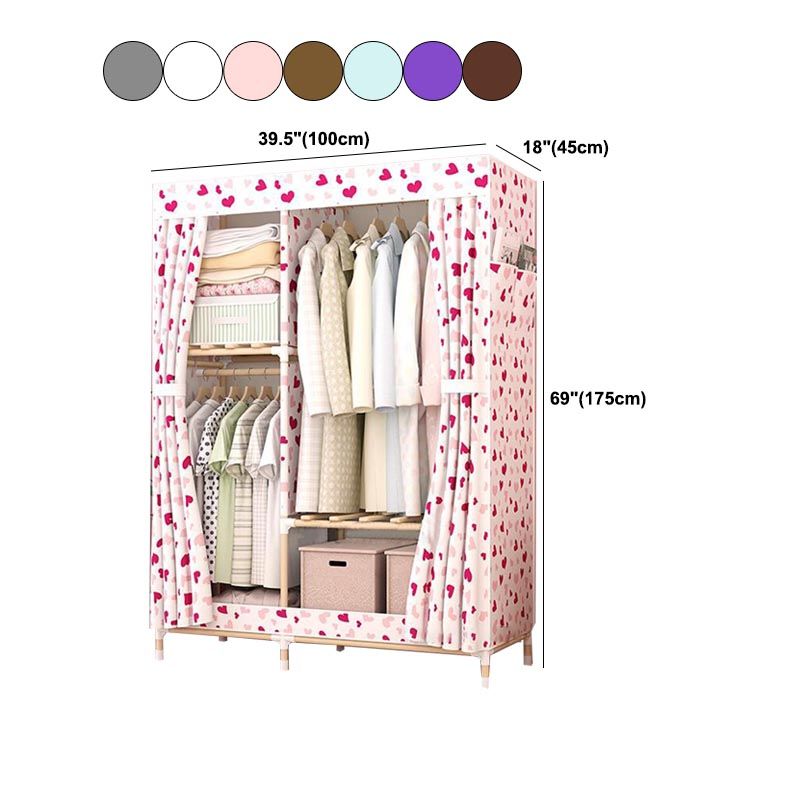 Modern Style Wardrobe with Cloth Rod Solid Wood Bedroom Wardrobe Closet