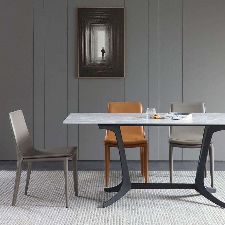 Silla lateral de cuero para restaurante, estilo diseñador, respaldo sólido, acabado mate, silla de comedor