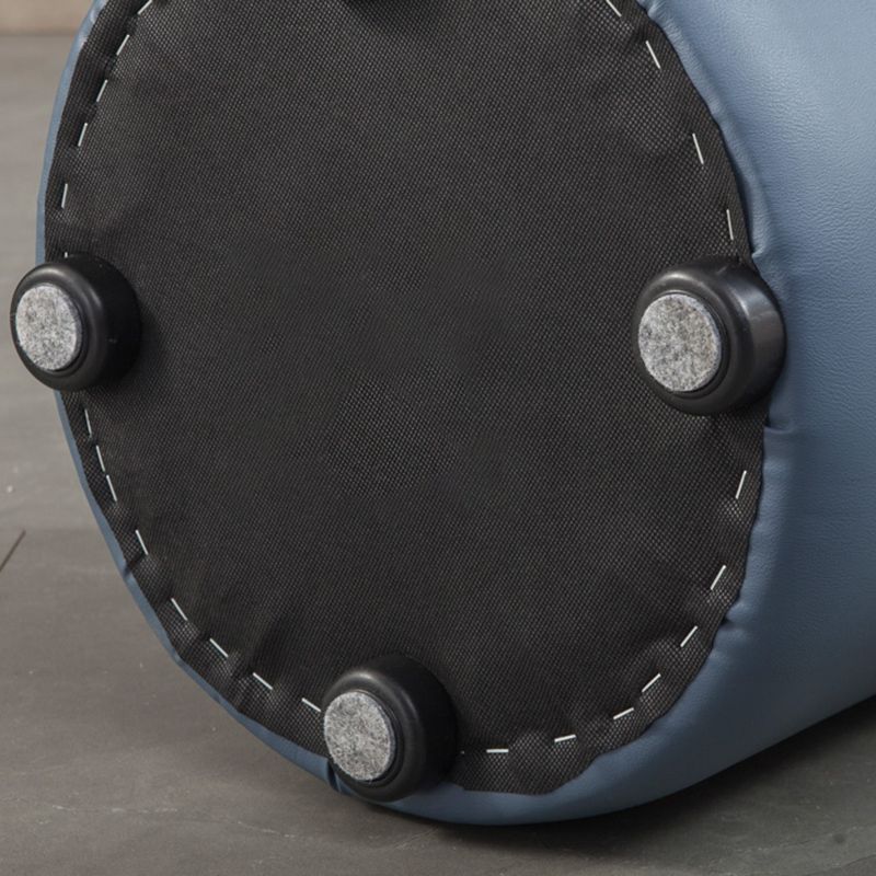 Contemporary Pouf Ottoman Genuine Leather Tufted Upholstered Solid Color Ottoman