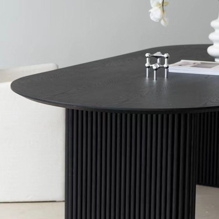 Black Pine Wood Dining Table Contemporary Style Dining Room Table