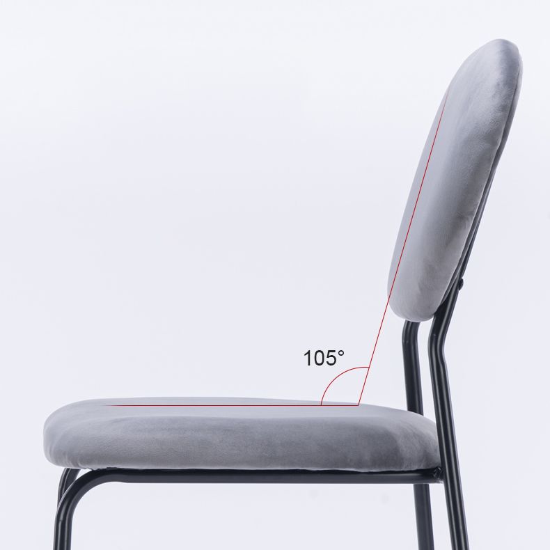 Chaise d'appoint rembourrée sans accoudoirs, chaises de salle à manger à dossier ouvert avec pieds en métal noir