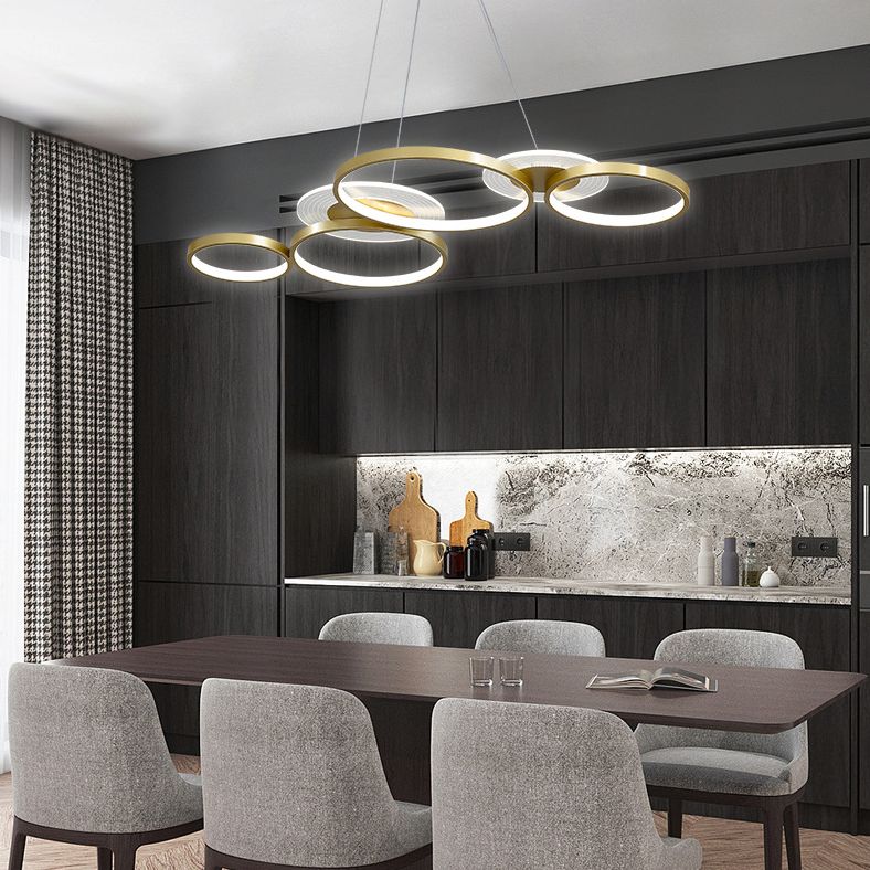 Wrought Iron LED Hanging Lamp in Modern Creative Style Acrylic Linear Pendant Light for Interior Spaces