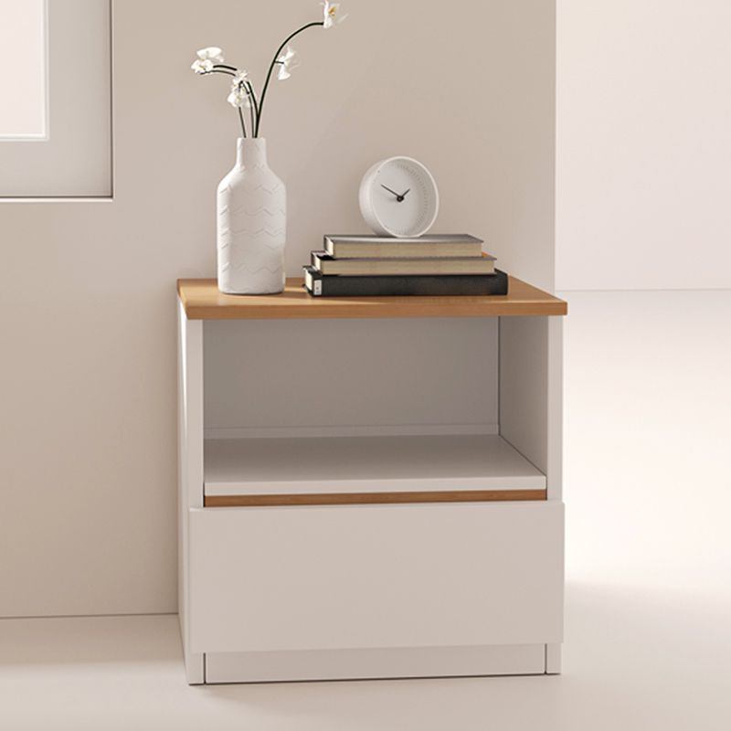Modern White/Natural Chest with Wooden Drawers Rectangle Chest
