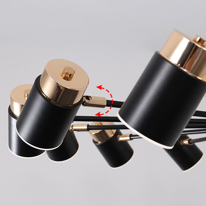 Metal Starburst Chandelier Pendant Light Minimalist Style LED Hanging Light Fixture in Black