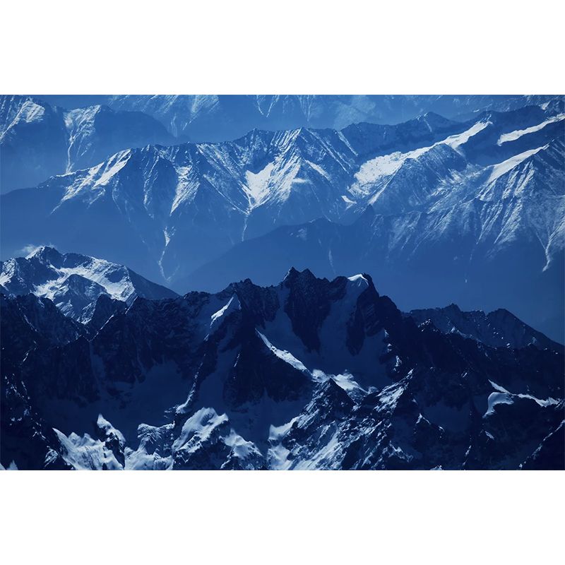 Blue Snow Mountain Mural Wallpaper Landscape Stain-Proof Modernist Wall Decor for Home
