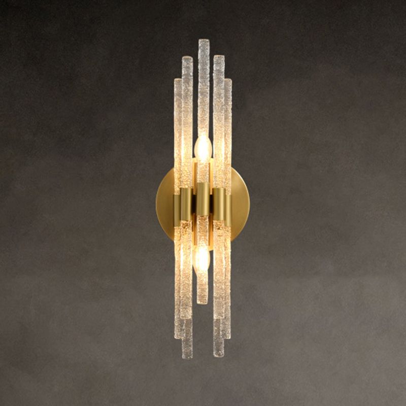 Modern 2 - Light Wall Mounted Sconce Brass and Glass Wall Light in Gold and Clear